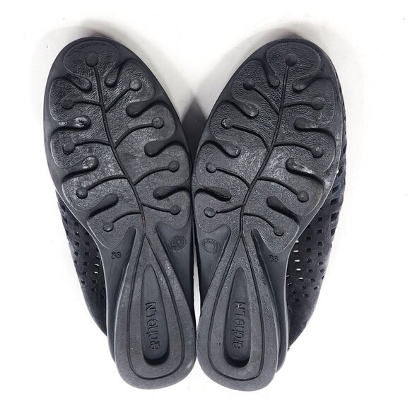 ARCHE Black Nubuck Leather Perforated Flats Zip - Picture 7 of 7